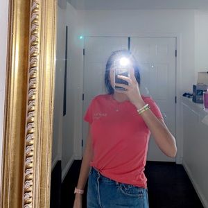 Coral/red graphic tee